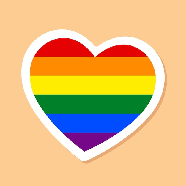 Vector orgullo mes arco iris corazón pegatina lgbt comunidad amor símbolo vector elemento de diseño