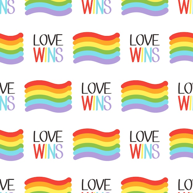 Orgullo vectorial garabato de patrones sin fisuras Corazones LGBT con arco iris Desfile gay Símbolo de derechos LGBTQ