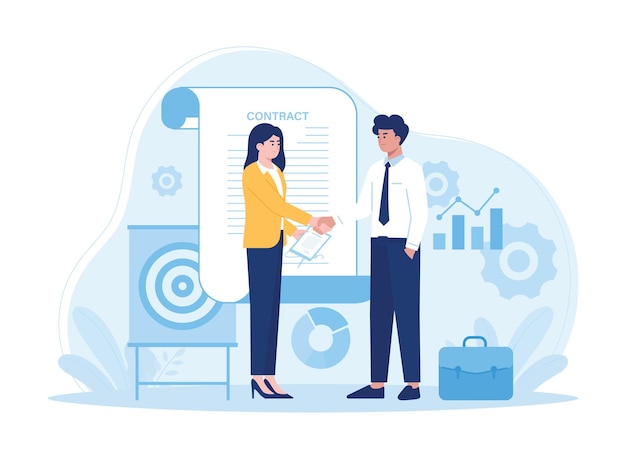 Orientación al objetivo trabajo en equipo concepto de organización ilustración plana