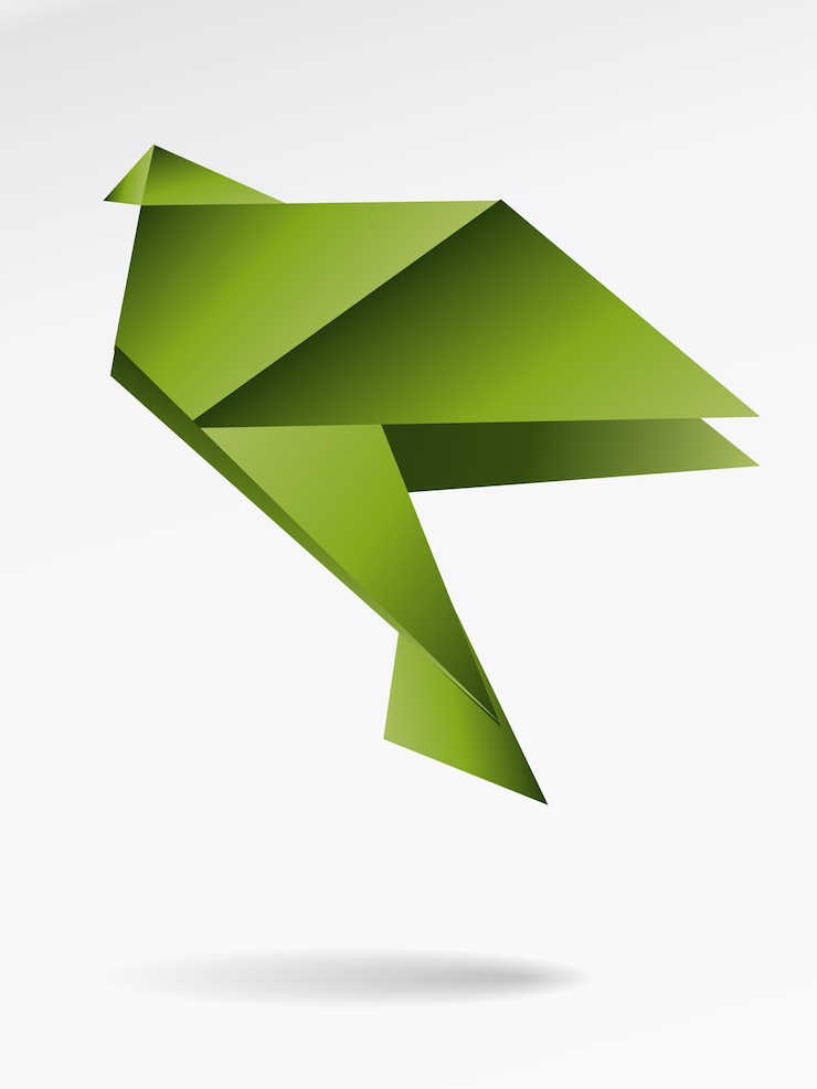 Vector origami japón papel pájaro volador