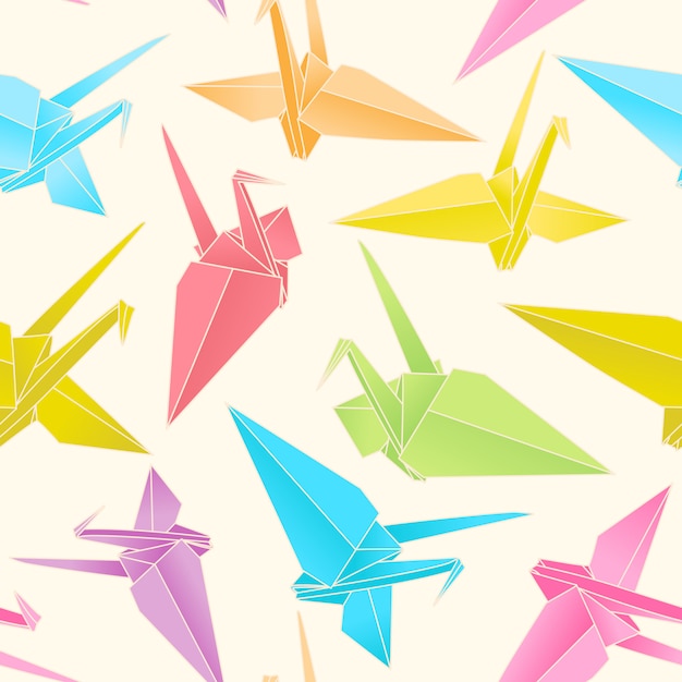 Origami papel grúas de patrones sin fisuras