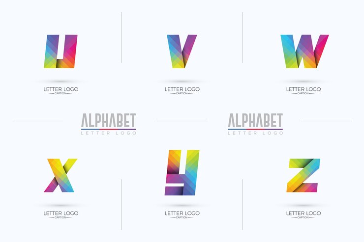 Vector origami pixelated colorful gradient uvwxyz alfabetos logo