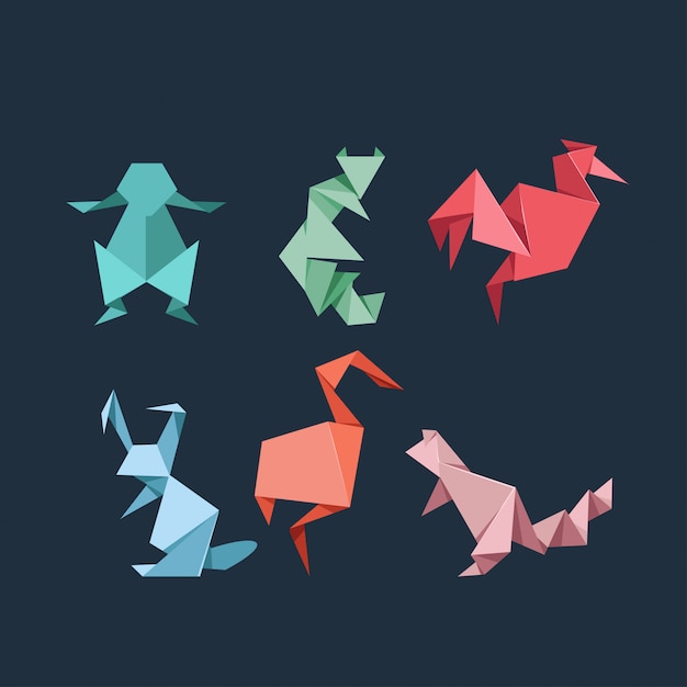 Origami wild y conjunto de animales de granja