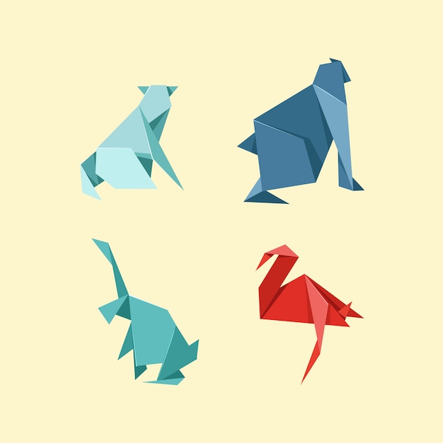 Origami wild y conjunto de animales de granja