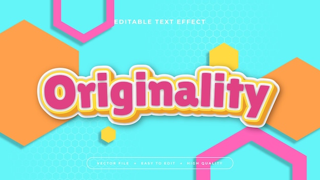 Originalidad azul naranja y rosa estilo de fuente de efecto de texto editable en 3D