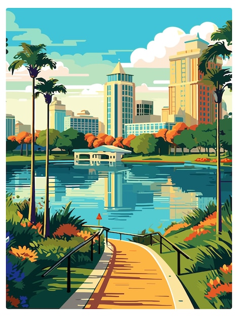 Orlando beach florida vintage travel poster recuerdo postal retrato pintura wpa ilustración