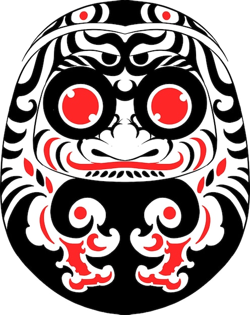 Vector ornamental angry daruma contorno de las existencias vectoriales