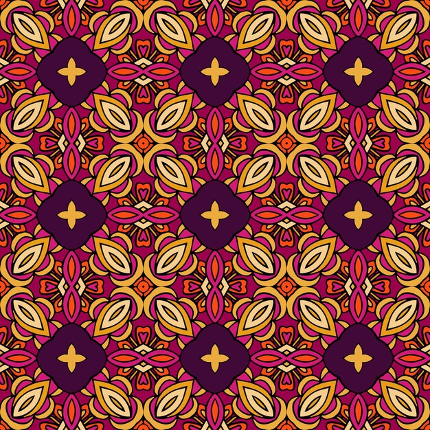 Ornamental étnico tribal abstracto del modelo inconsútil de la vendimia. diseño de doodle floral de azulejos