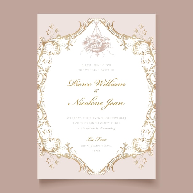 Ornamentales de la invitación de la boda de la vendimia