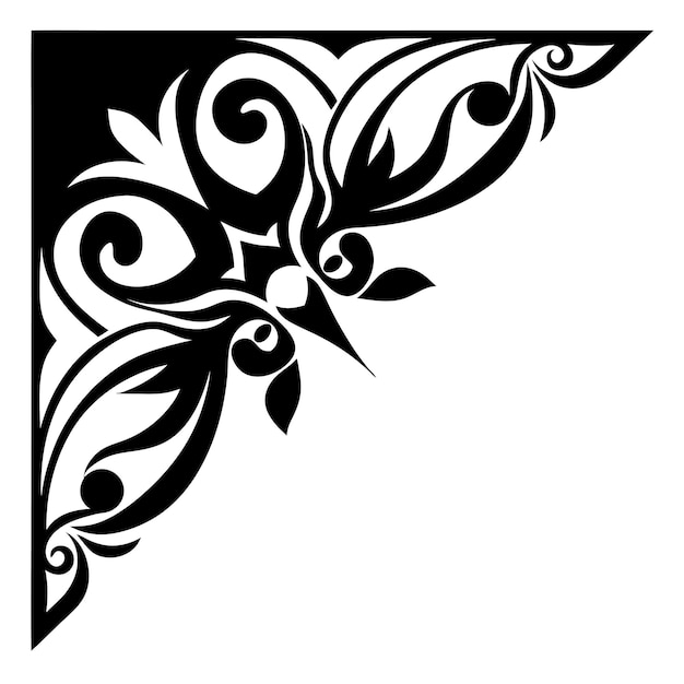 Ornamento abstracto Ilustración en blanco y negro de la esquina