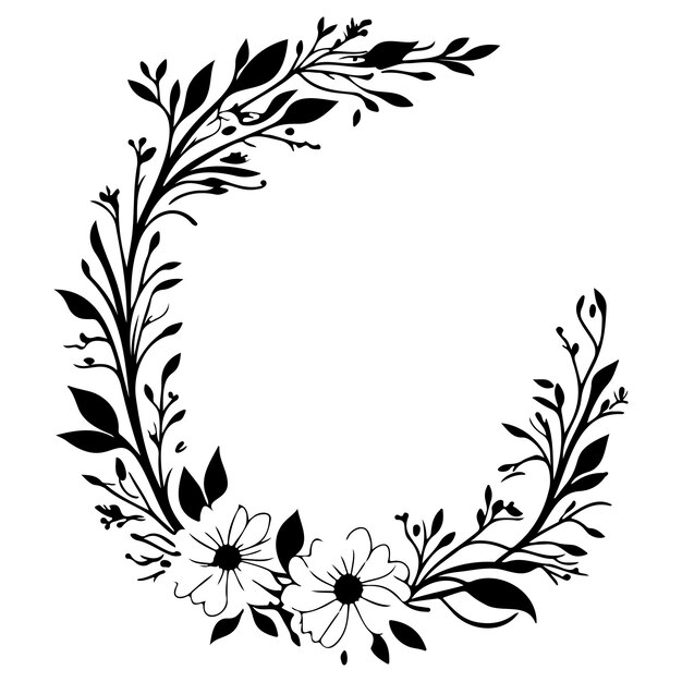 Vector ornamento de ángulo floral de flores dibujo de dibujo ilustrado vintage.