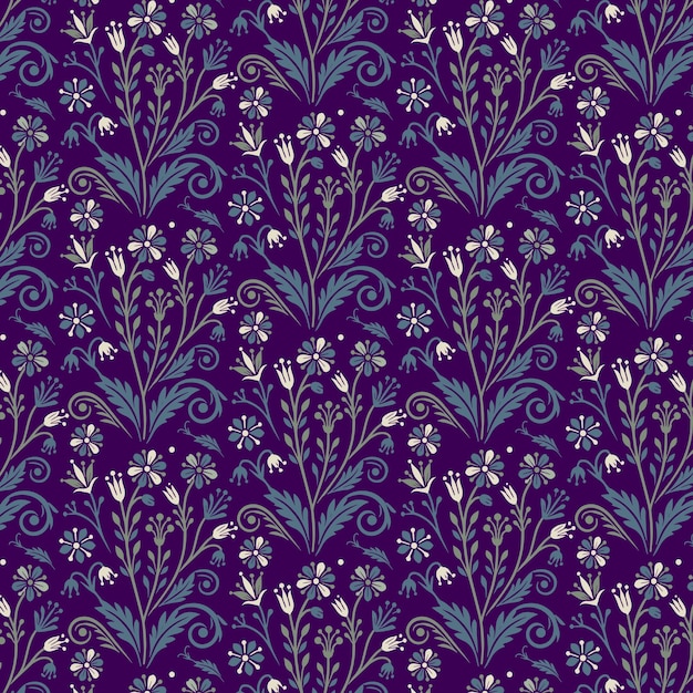 ornamento árabe sin costuras patrón floral con flores silvestres y motivos botánicos para la tela