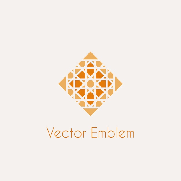 Ornamento árabe en mosaico Emblema de rombo vectorial para logotipos de lujo y diseño ornamental retro