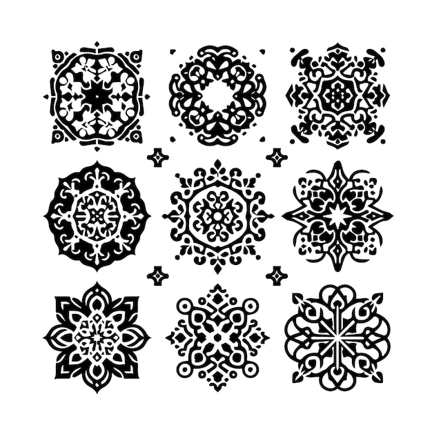 Ornamento árabe ornamento simple islámico color negro y blanco