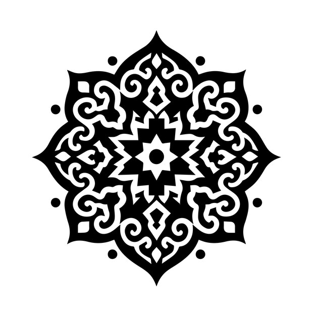 Ornamento árabe ornamento simple islámico color negro y blanco