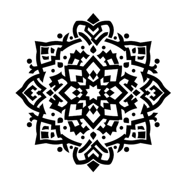 Ornamento árabe ornamento simple islámico color negro y blanco