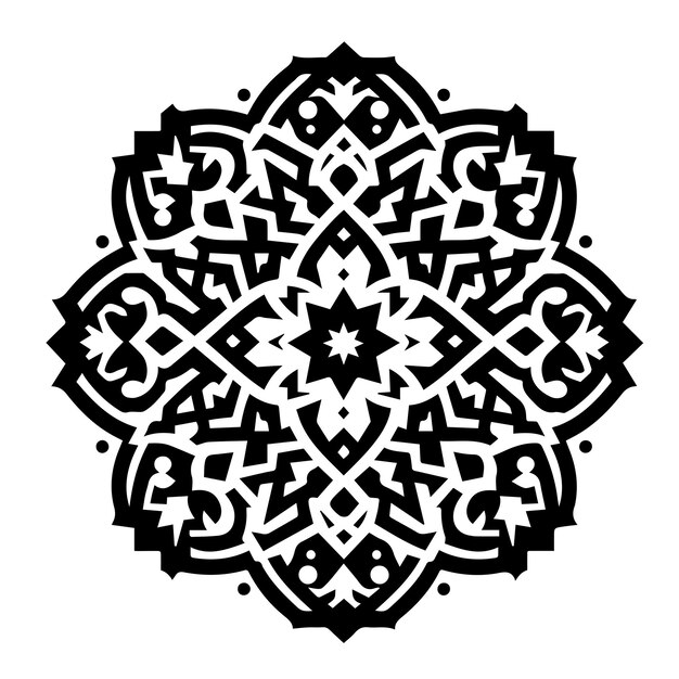 Ornamento árabe ornamento simple islámico color negro y blanco