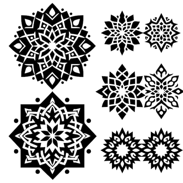 Ornamento árabe ornamento simple islámico color negro y blanco