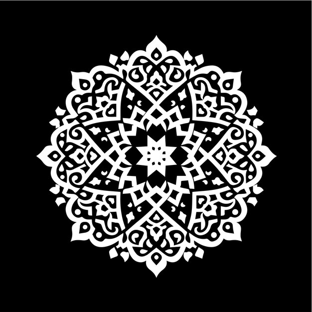 Ornamento árabe ornamento simple islámico color negro y blanco