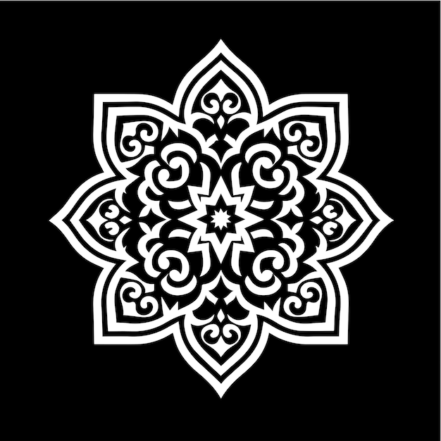 Ornamento árabe ornamento simple islámico color negro y blanco
