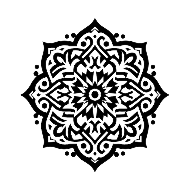 Ornamento árabe ornamento simple islámico color negro y blanco