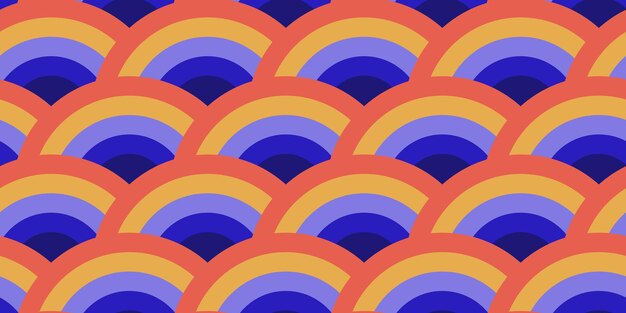 Ornamento de arco retro de patrones sin fisuras Fondo de semicírculos orientales Vintage geométrico abstracto