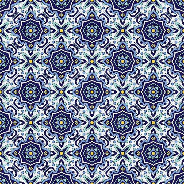 Vector ornamento azul azulejos portugueses tradicionales. patrón sin costuras oriental