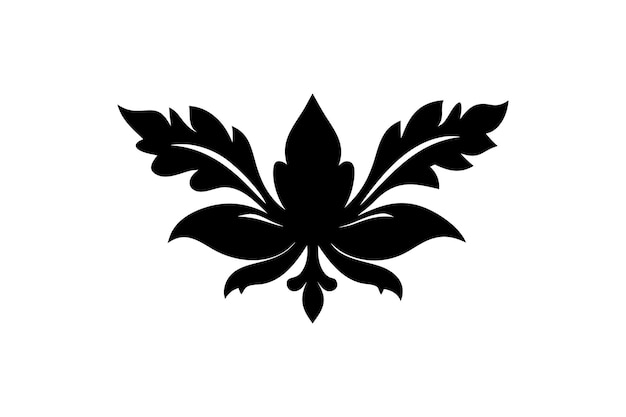 Ornamento barroco de Damasco Ornamento de borde y marco Ornamento vectorial floral Silueta negra