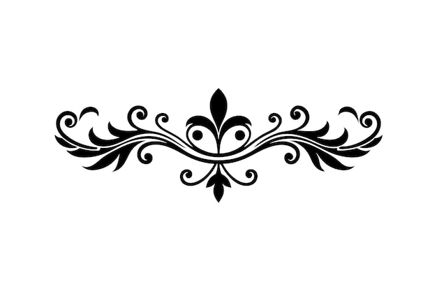 Ornamento barroco de Damasco Ornamento de borde y marco Ornamento vectorial floral Silueta negra