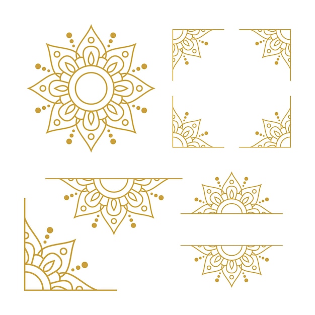 Ornamento de boda Mandala Diseño vectorial de oro