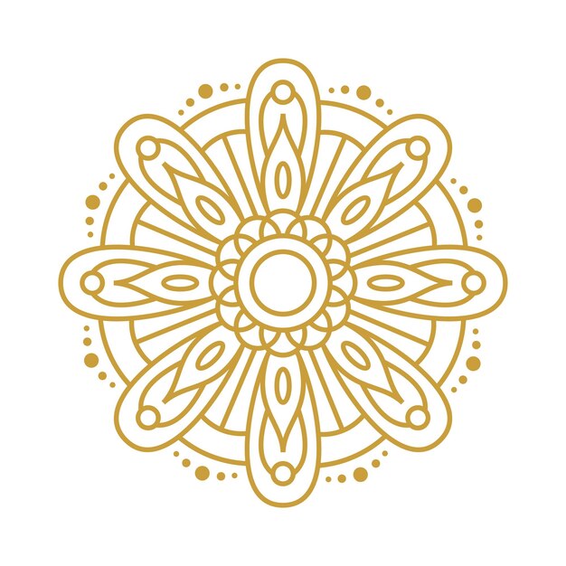 Ornamento de boda Mandala Diseño vectorial de oro