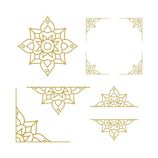 Ornamento de boda Mandala Diseños vectoriales de oro