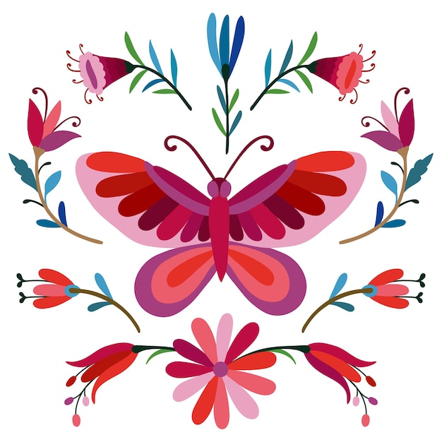 Ornamento de bordado Otomi mexicano página de colorear