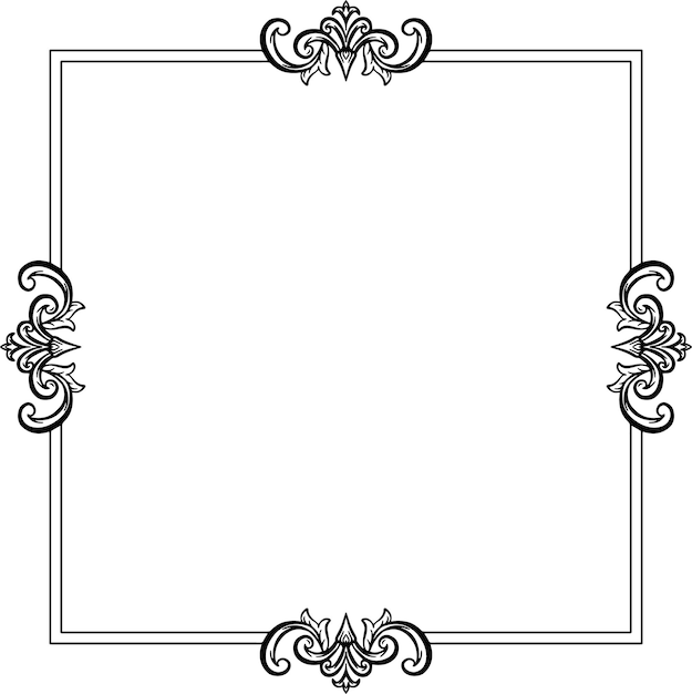 Ornamento de Border Vintage Florest Matrimonio de vectores sencillos