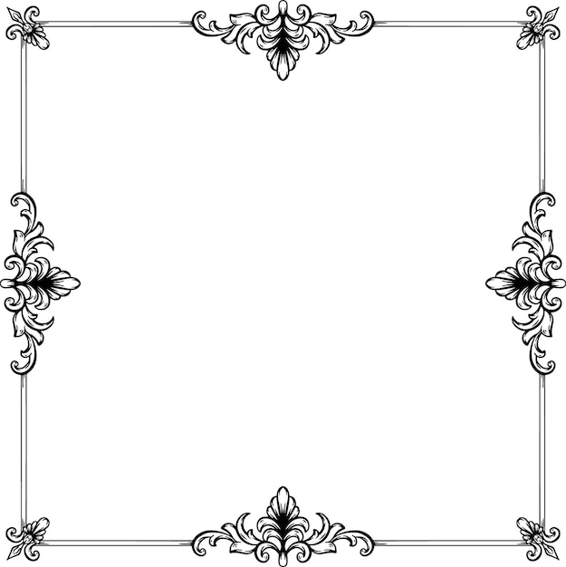 Ornamento de Border Vintage Florest Matrimonio de vectores sencillos