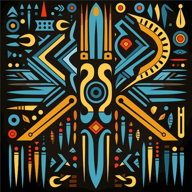 Ornamento de choque étnico tribal africano patrón sin costuras vector de fondo