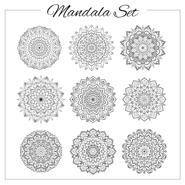 Vector ornamento circular geométrico vector mandalas para colorear libro impresión logo yoga indio impresiones