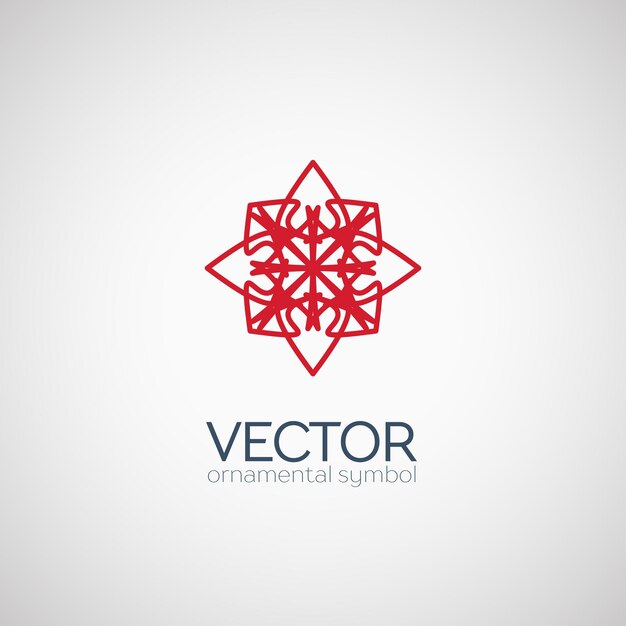 Ornamento circular rojo vector símbolo geométrico o emblema