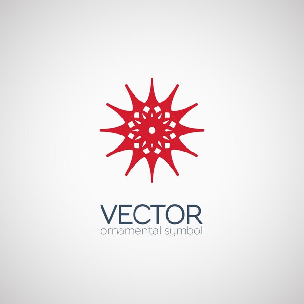 Ornamento circular rojo vector símbolo geométrico o emblema