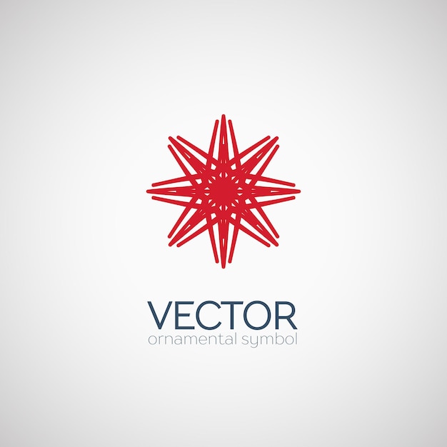 Ornamento circular rojo vector símbolo geométrico o emblema