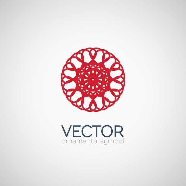 Ornamento circular rojo vector símbolo geométrico o emblema