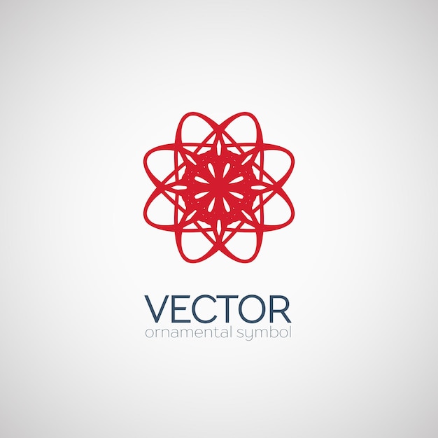 Ornamento circular rojo vector símbolo geométrico o emblema