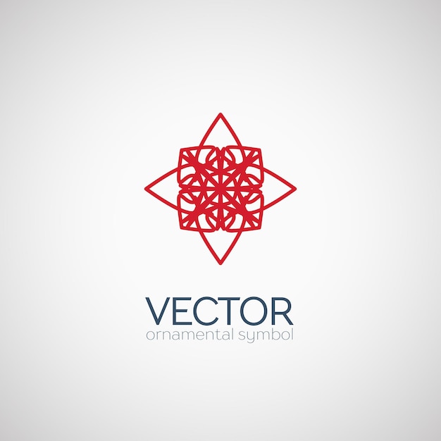 Ornamento circular rojo vector símbolo geométrico o emblema