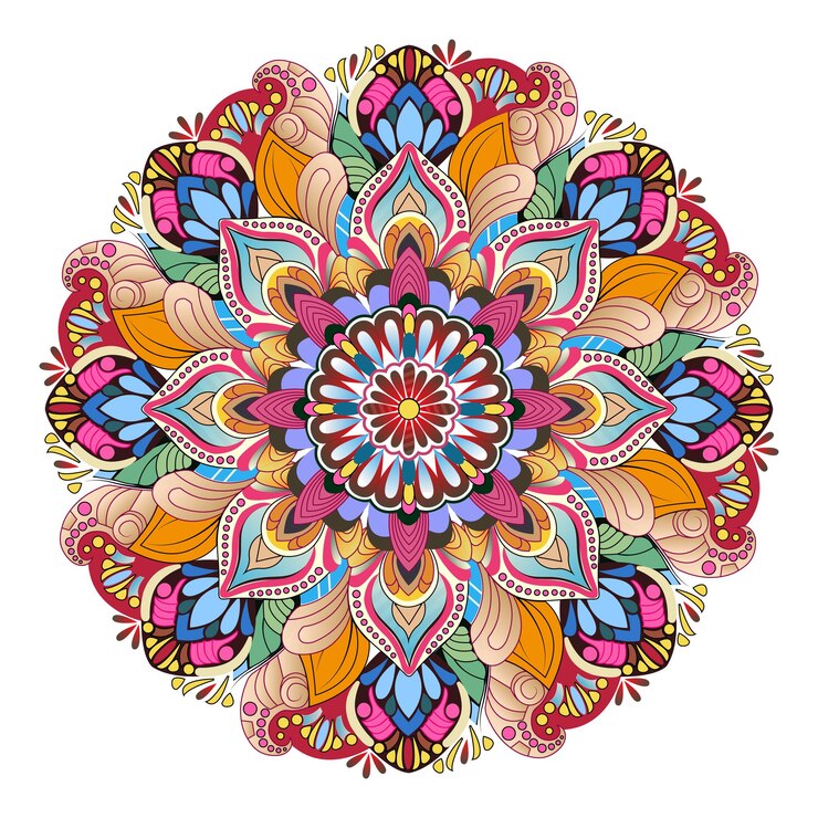 Vector ornamento colorido y hermoso nuevo diseño de mandala con fondo blanco
