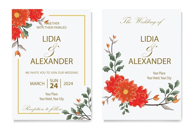 Ornamento decorativo de follaje floral para la invitación de boda