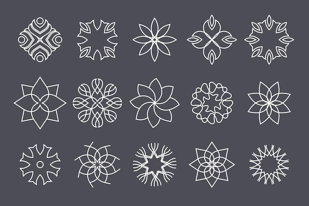 Ornamento decorativo que describe formas geométricas Ilustraciones vectoriales gráficas de flores dibujadas a mano