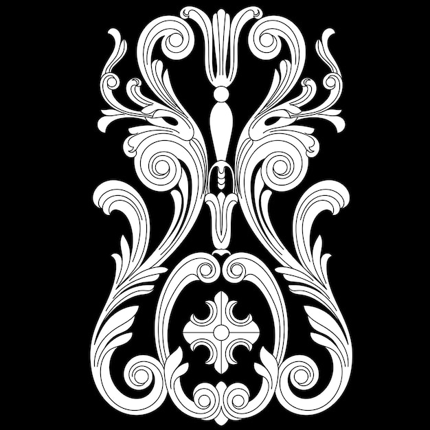 Ornamento de desplazamiento de marco barroco vintage patrón retro floral de borde grabado en estilo antiguo. Vector