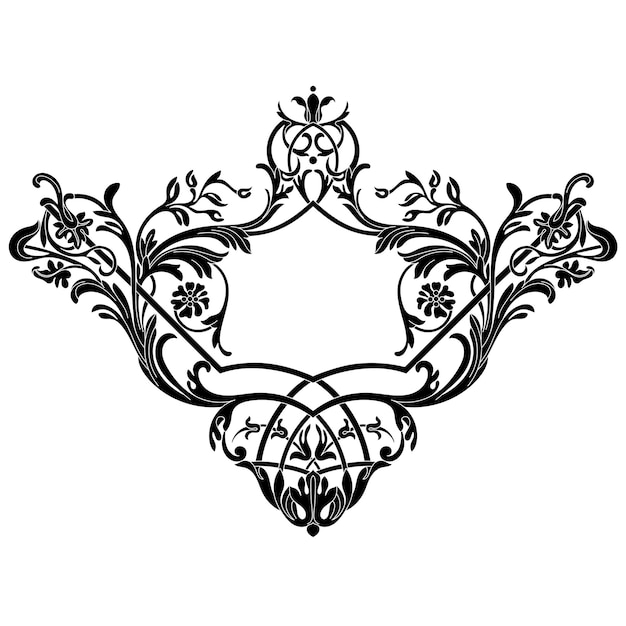 Ornamento de desplazamiento de marco barroco vintage patrón retro floral de borde grabado en estilo antiguo. Vector