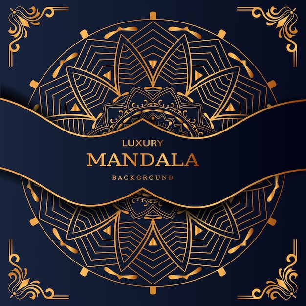 Ornamento de diseño de fondo de mandala de lujo en color dorado vector