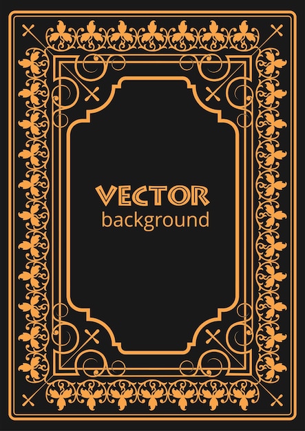 Ornamento dorado en fondo oscuro Se puede usar como tarjeta de invitación Cubierta de libro Ilustración vectorial Ilustración dibujada a mano
